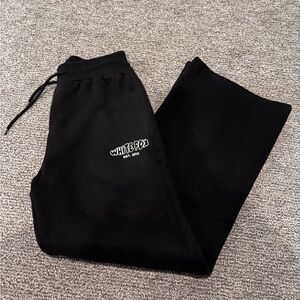 White Fox Black Wide Leg Sweatpants